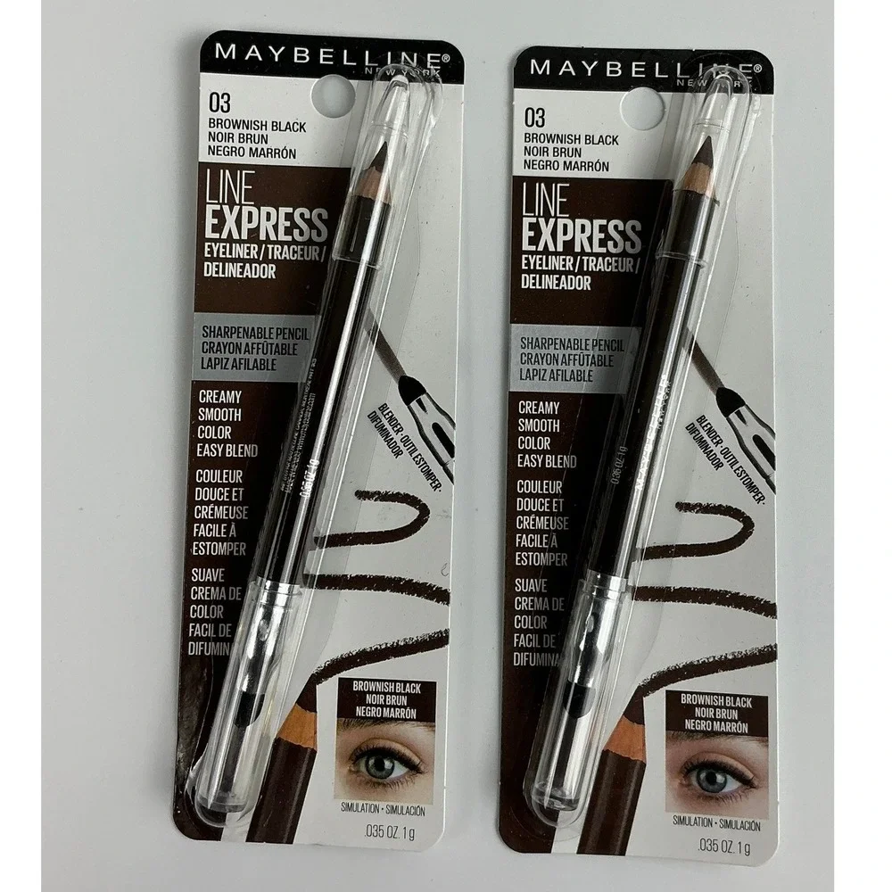 Pair 2 Maybelline Line Express Eyeliner Pencil Brownish Black03 Smooth Blendable